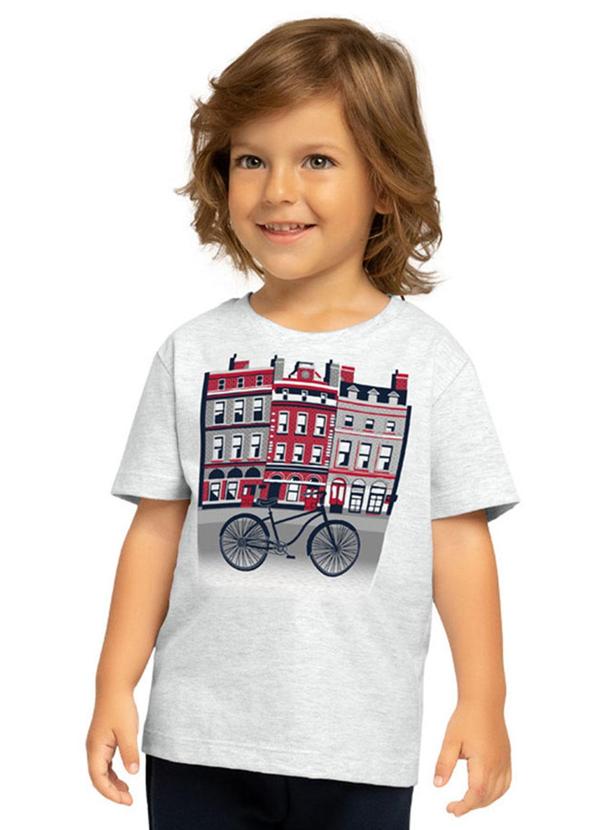 Milon - Camiseta Infantil Menino Estampada Cinza