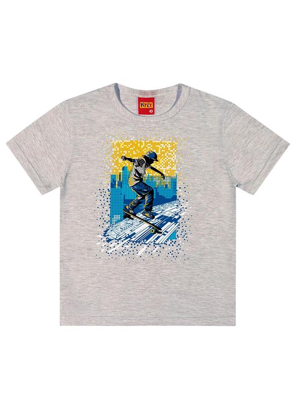 Kyly - Camiseta Infantil Menino Estampada Cinza