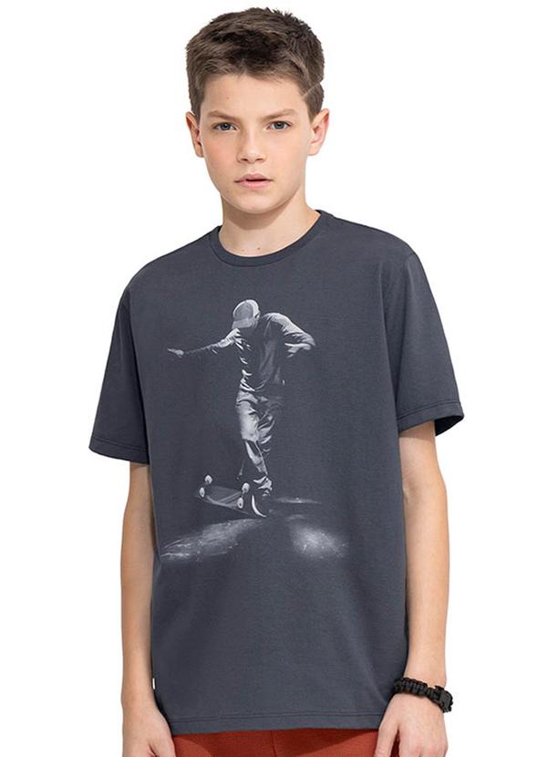 Kyly - Camiseta Infantil Menino Estampada Cinza