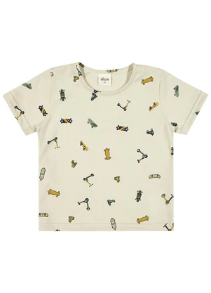 Elian - Camiseta Infantil Menino Estampada Curta Cinza - ELIAN