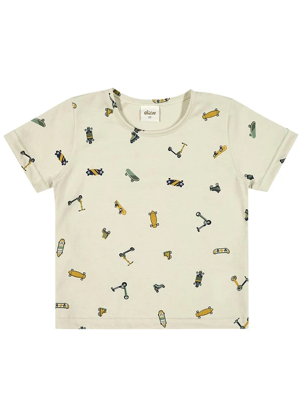 Elian - Camiseta Infantil Menino Estampada Curta Cinza