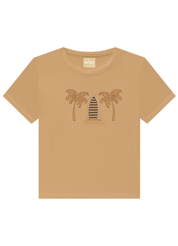 Milon - Camiseta Infantil Menino Estampada Marrom