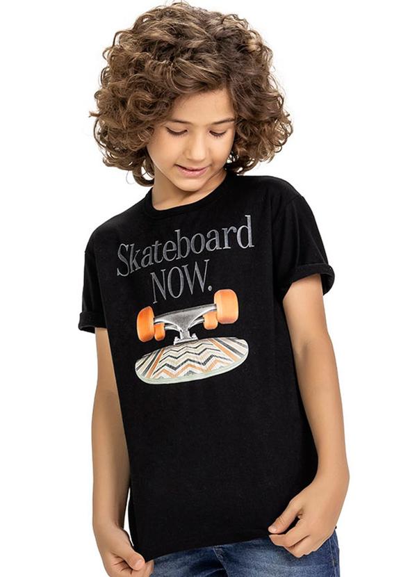 Kyly - Camiseta Infantil Menino Estampada Preto