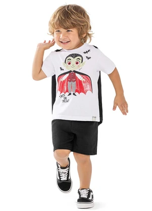 Elian - Camiseta Infantil Menino Fantasia Vampiro Branco - ELIAN