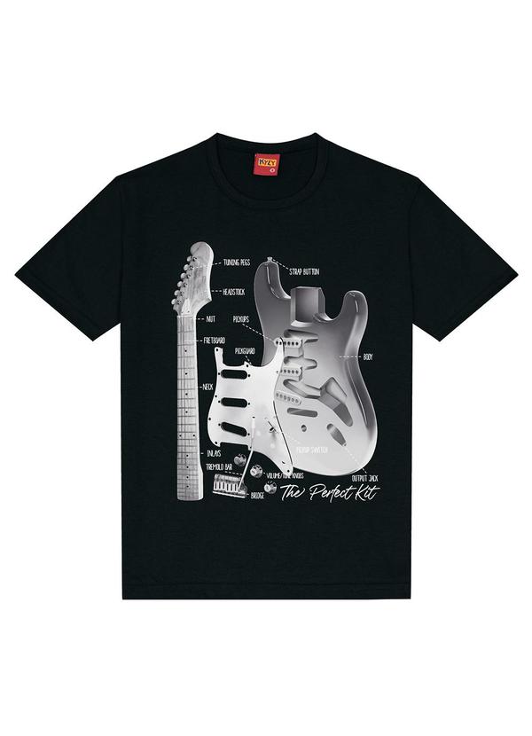 Kyly - Camiseta Infantil Menino Guitarra Preto