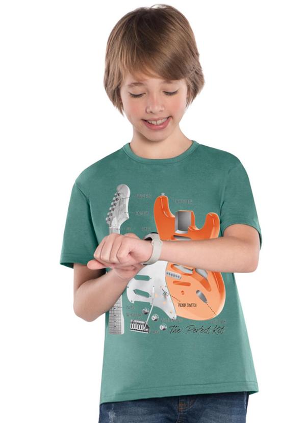 Kyly - Camiseta Infantil Menino Guitarra Verde