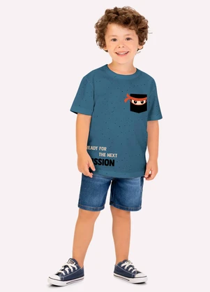 Kyly - Camiseta Infantil Menino Lettering Azul - KYLY