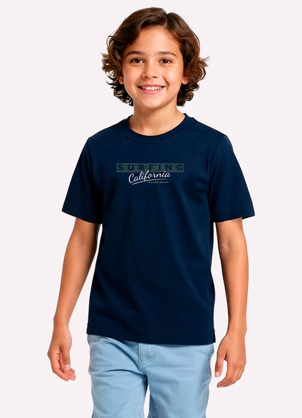 Kyly - Camiseta Infantil Menino Lettering Azul