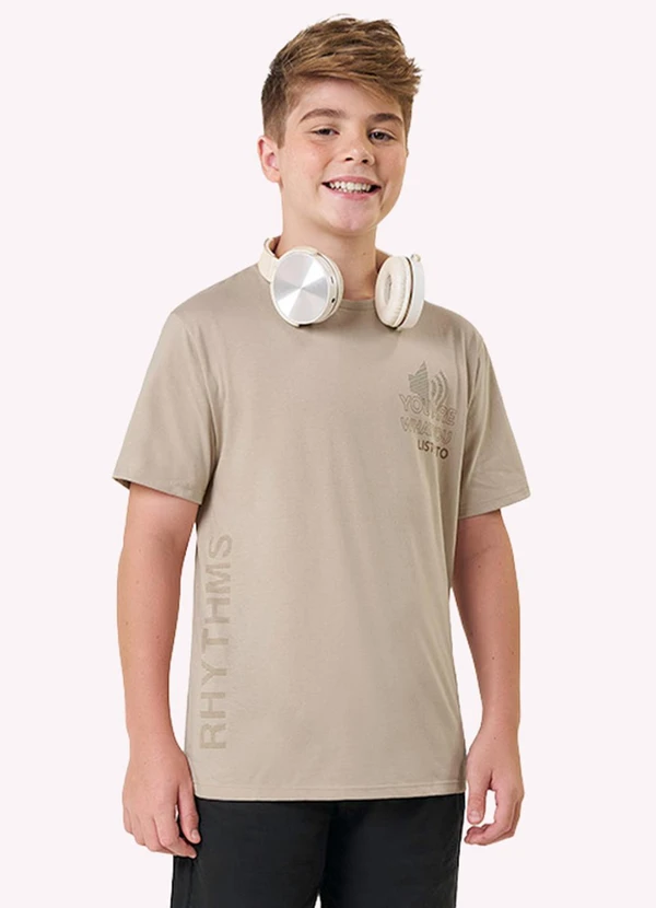 Kyly - Camiseta Infantil Menino Lettering Bege
