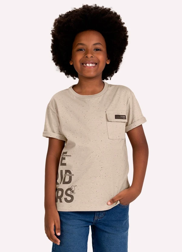 Kyly - Camiseta Infantil Menino Lettering Bege