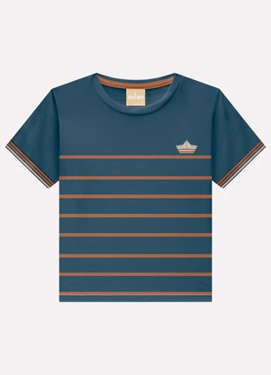 Milon - Camiseta Infantil Menino Listrada Azul - MILON