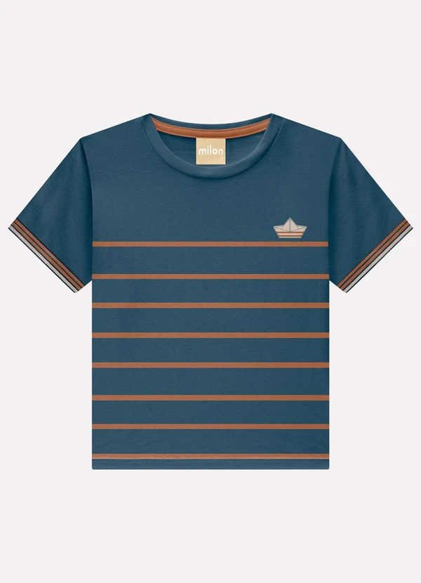 Milon - Camiseta Infantil Menino Listrada Azul