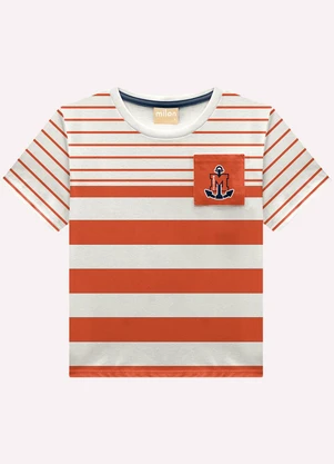Milon - Camiseta Infantil Menino Listrada Branco - MILON
