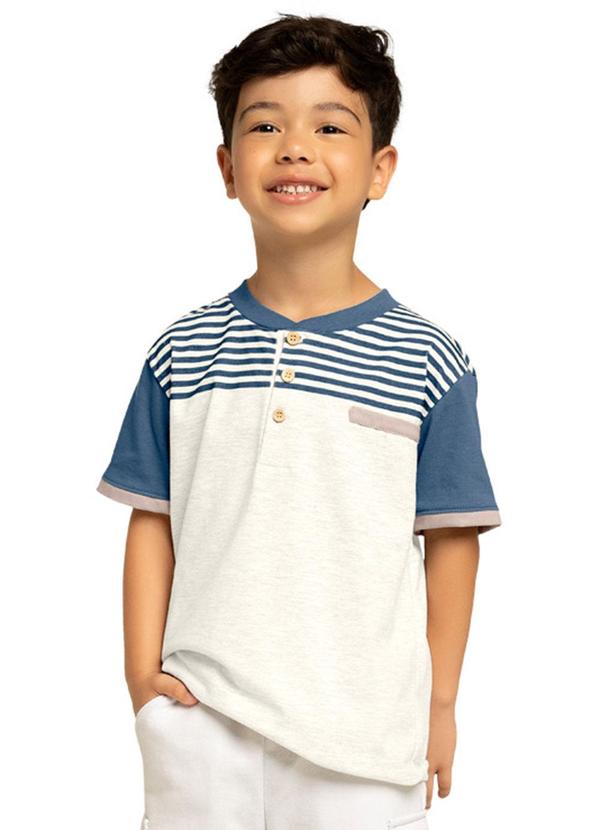 Milon - Camiseta Infantil Menino Listrada Cinza