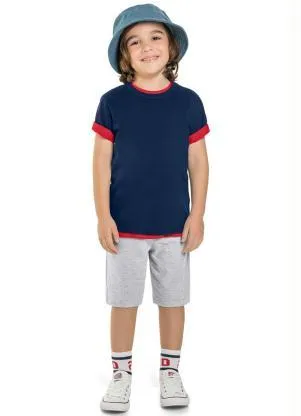 Brandili - Camiseta Infantil Menino Malha Azul - BRANDILI