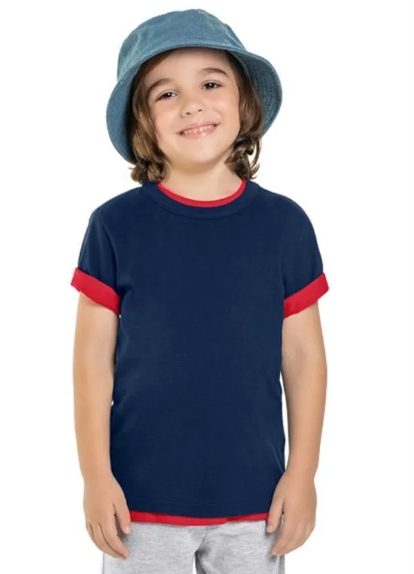 Brandili - Camiseta Infantil Menino Malha Azul