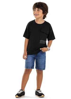 Colorittá - Camiseta Infantil Menino Manga Ampla Preto - COLORITTÁ