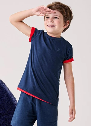 Bimbi - Camiseta Infantil Menino Marinho Básica Azul - BIMBI