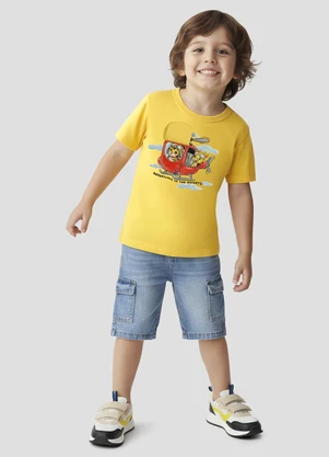 Reirex - Camiseta Infantil Menino Meia Malha Amarelo - REIREX