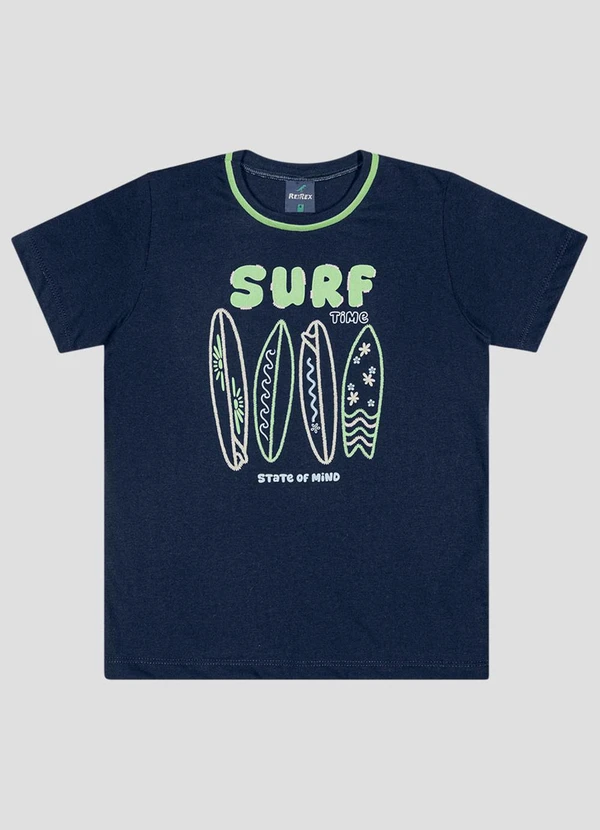Reirex - Camiseta Infantil Menino Meia Malha Azul