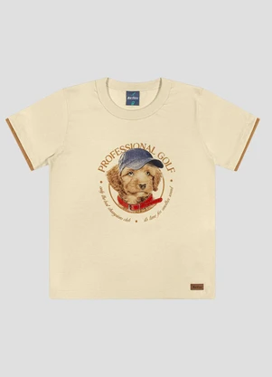 Reirex - Camiseta Infantil Menino Meia Malha Bege - REIREX