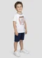 Reirex - Camiseta Infantil Menino Meia Malha Vermelho - variação: Branco