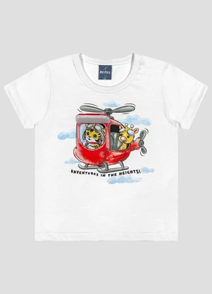 Reirex - Camiseta Infantil Menino Meia Malha Branco - REIREX