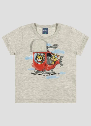 Reirex - Camiseta Infantil Menino Meia Malha Cinza - REIREX
