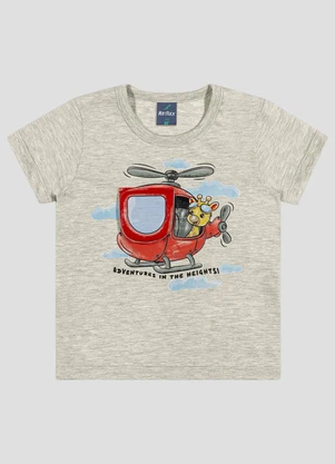 Reirex - Camiseta Infantil Menino Meia Malha Cinza - REIREX