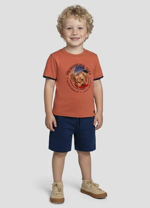 Reirex - Camiseta Infantil Menino Meia Malha Laranja - REIREX