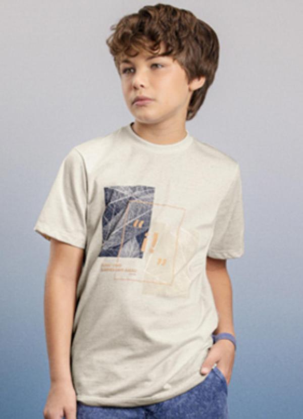 Ioluig - Camiseta Infantil Menino Meia Malha Linho Bege