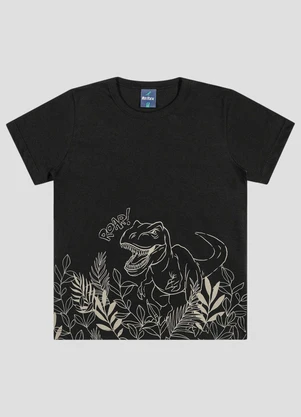 Reirex - Camiseta Infantil Menino Meia Malha Preto - REIREX