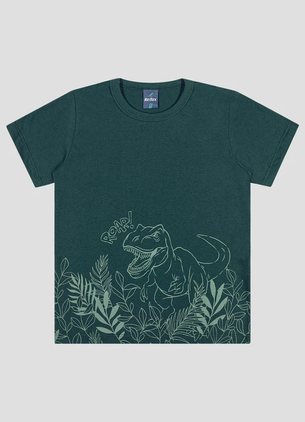 Reirex - Camiseta Infantil Menino Meia Malha Verde