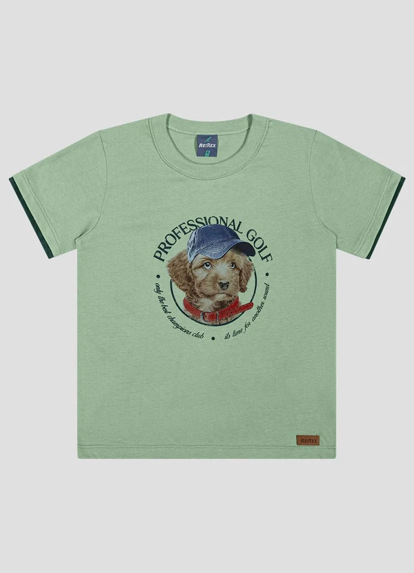 Reirex - Camiseta Infantil Menino Meia Malha Verde