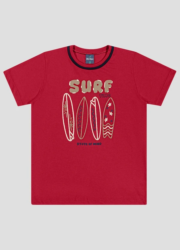 Reirex - Camiseta Infantil Menino Meia Malha Vermelho