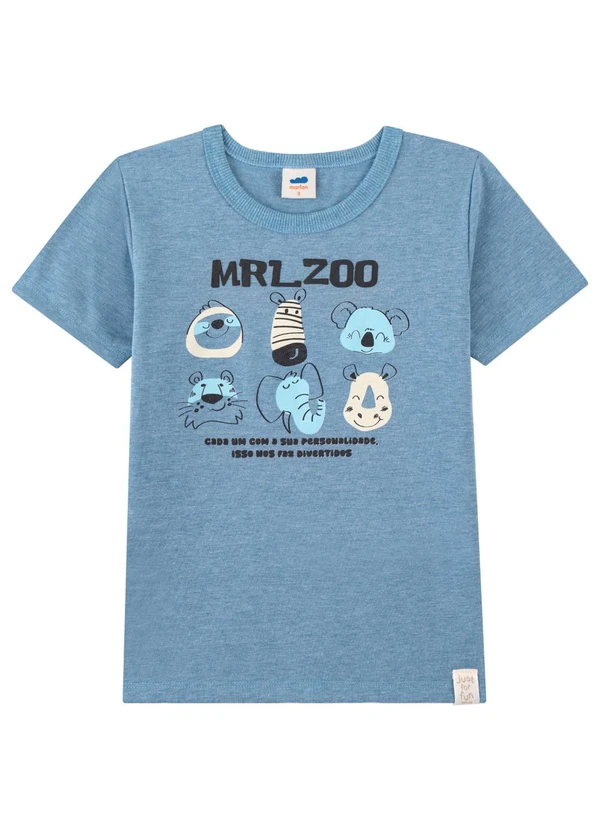 Marlan - Camiseta Infantil Menino Meia Malha Vintage Azul