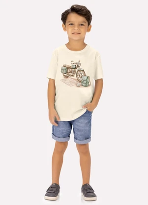 Milon - Camiseta Infantil Menino Moto Bege - MILON