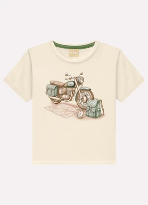 Milon - Camiseta Infantil Menino Moto Bege - MILON