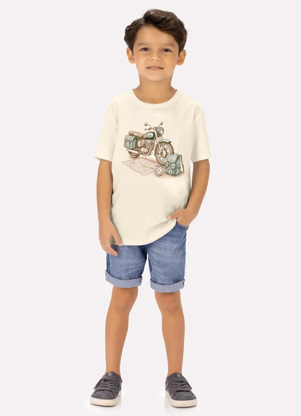 Milon - Camiseta Infantil Menino Moto Bege