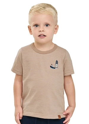 Elian - Camiseta Infantil Menino Navy Listrada Marrom - ELIAN