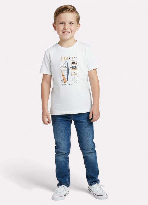Kyly - Camiseta Infantil Menino Praia Off White
