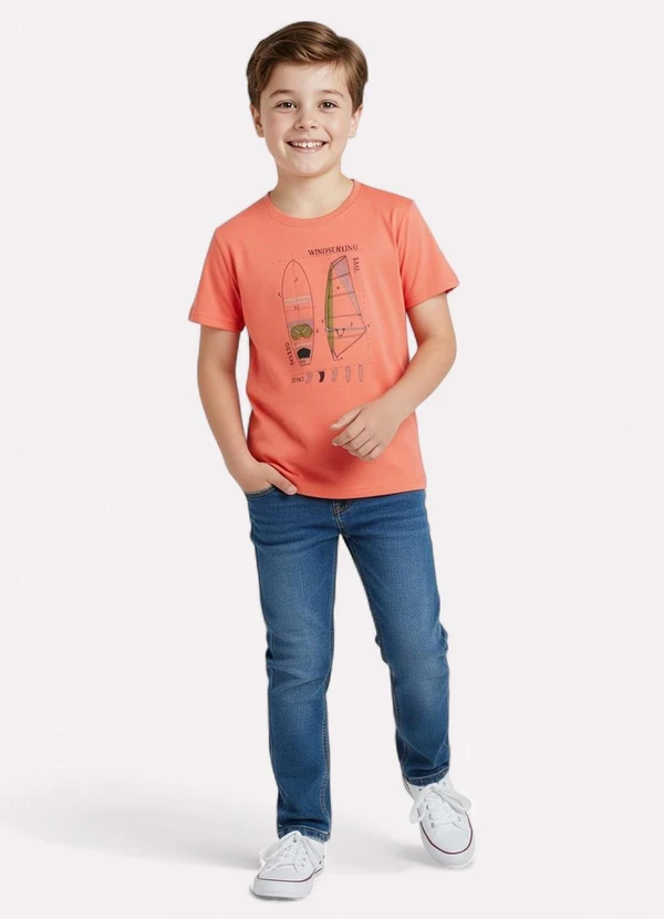 Kyly - Camiseta Infantil Menino Praia Vermelho