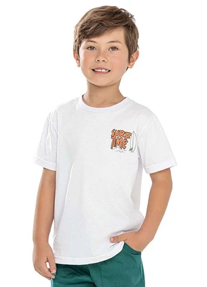 Elian - Camiseta Infantil Menino Surf Time Branco - ELIAN