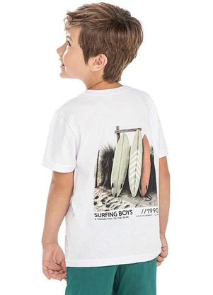 Elian - Camiseta Infantil Menino Surf Time Branco - ELIAN