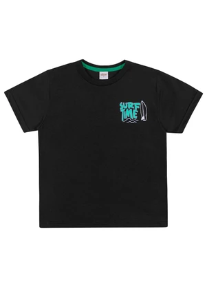 Elian - Camiseta Infantil Menino Surf Time Preto - ELIAN
