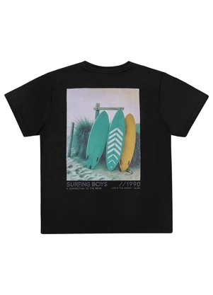 Elian - Camiseta Infantil Menino Surf Time Preto - ELIAN