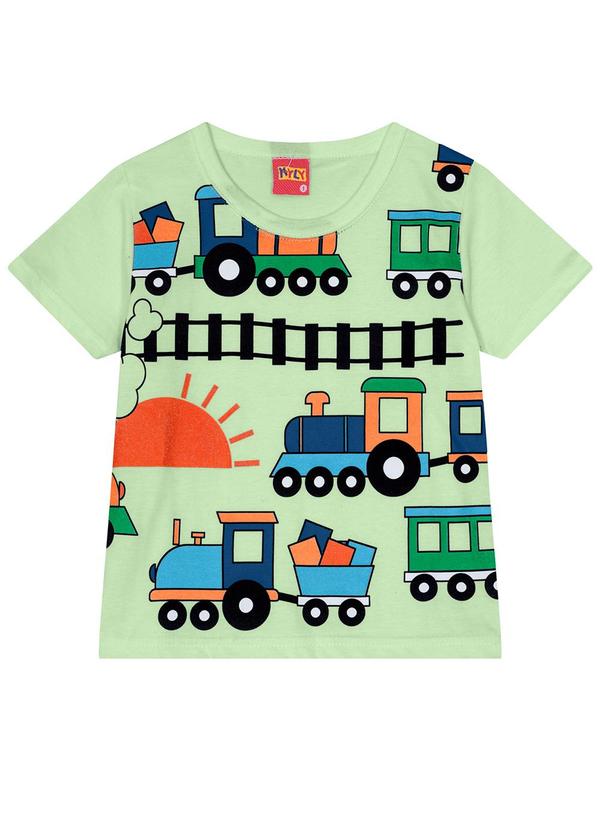 Kyly - Camiseta Infantil Menino Trenzinho Verde