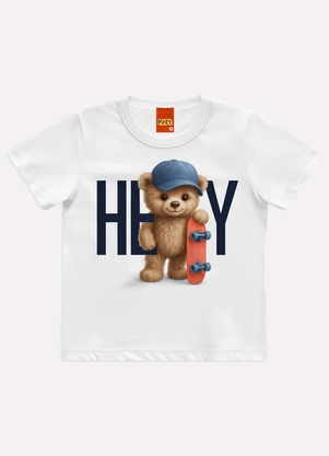 Kyly - Camiseta Infantil Menino Ursinho Branco - KYLY