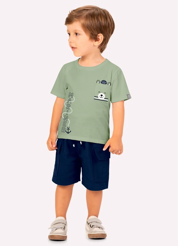 Kyly - Camiseta Infantil Menino Ursinho Verde