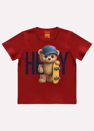 Kyly - Camiseta Infantil Menino Ursinho Vermelho - KYLY